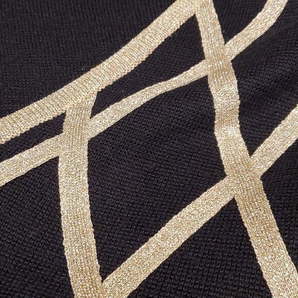 Vintage Gorgeous Black Gold Metallic VNeck Sweater, Suzelle, Sz M - Picture 9 of 9